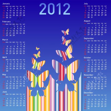 2012日历设计矢量图