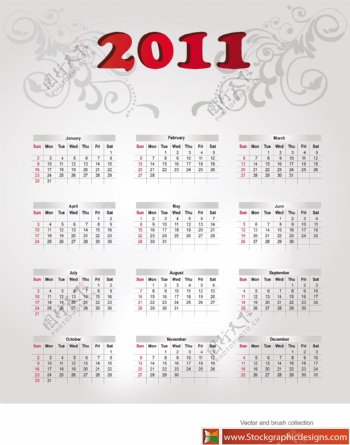 4款2011新年日历矢量素材