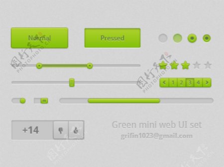 清洁绿色的WebUI元素盒PSD