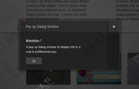 黑暗的警告对话窗口PSD
