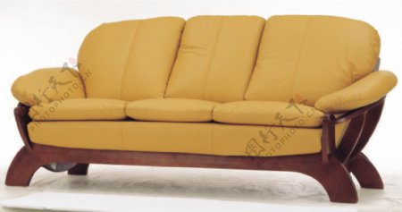 现代黄色三个座位的沙发