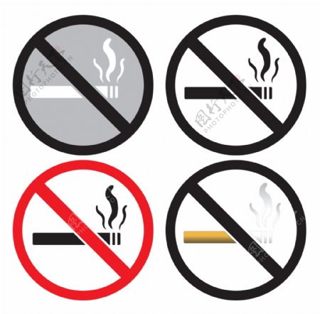 公共场所禁烟标志矢量图AI