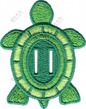 绣花色彩绿色动物乌龟免费素材
