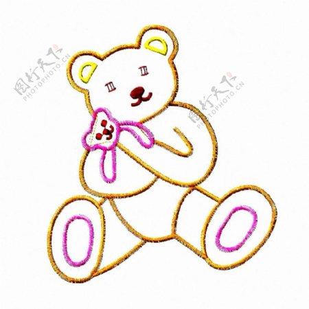 绣花女童卡通熊黄色免费素材