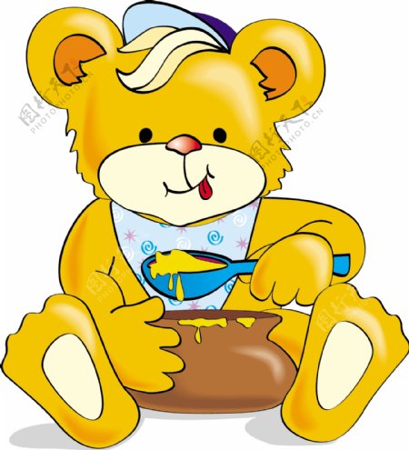 可爱卡通小熊和蜂蜜矢量图2