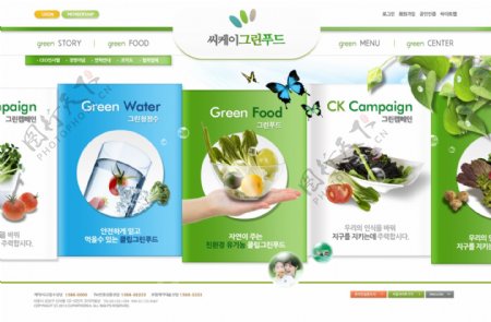 绿色新鲜天然蔬菜网页psd模板