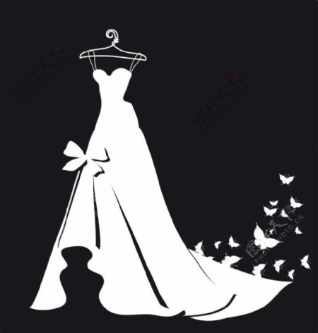 婚纱剪影和蝴蝶