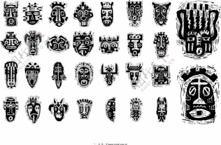 非洲部落的面具图案矢量素材