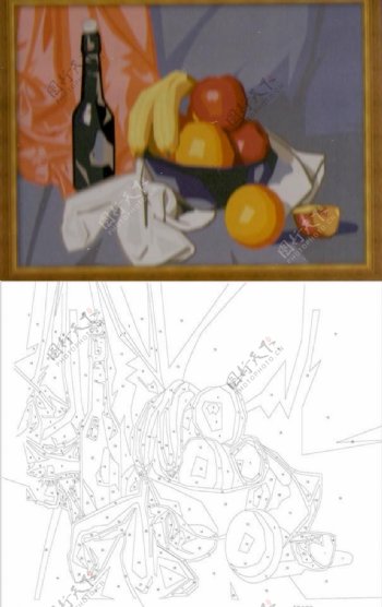 数字油画多彩水果盆25色规格36x46cm图片