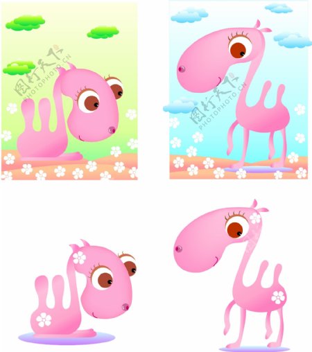 可爱卡通粉色骆驼