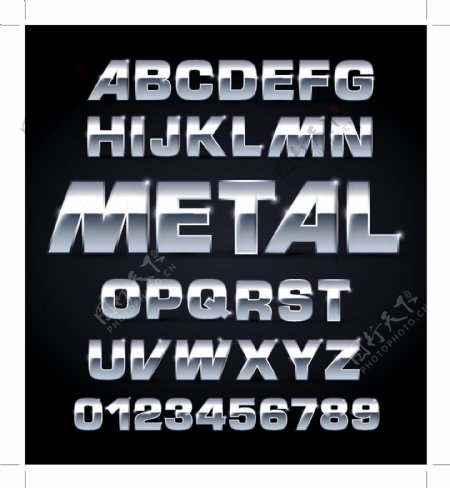 金属质感的字体设计矢量素材01