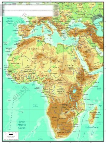 非洲地图矢量分色地形