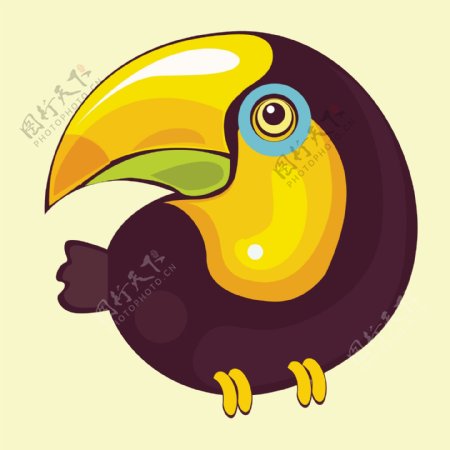 印花矢量图卡通动物鸟类色彩棕色免费素材