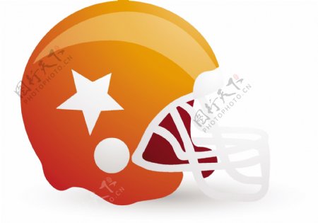 美式橄榄球头盔的橙色Lite体育图标