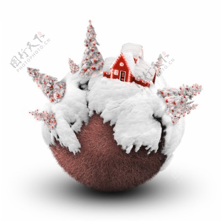 圣诞雪球上的圣诞树童话世界图片