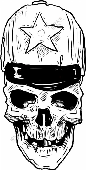 印花矢量图骷髅恐怖色彩黑白色免费素材