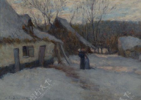 HenriLeSidanerSnowyLandscapeEtaples1894画家风景画静物油画建筑油画装饰画