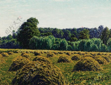 GustaveCariotHaystacks1903画家风景画静物油画建筑油画装饰画
