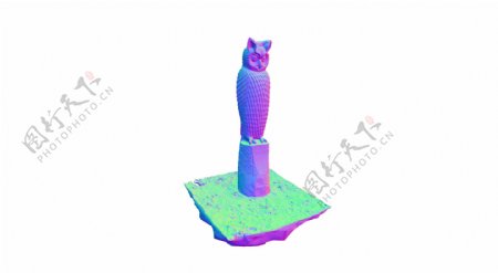 3D木猫头鹰雕像