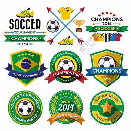 9款巴西世界杯元素标签矢量素材.