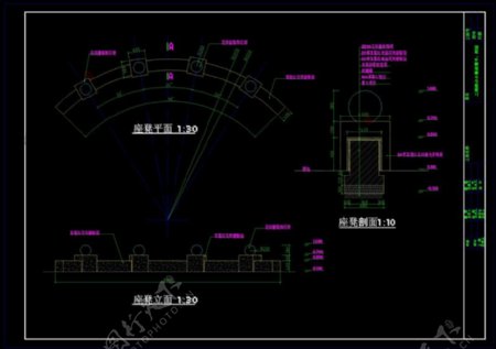 树池坐凳施工素材cad图纸