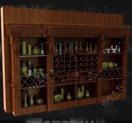 棕色的多重网格的木制酒柜