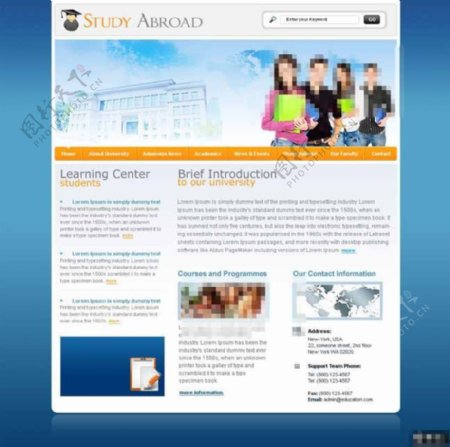 出国留学教育网页模板