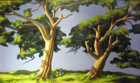 油画树图片