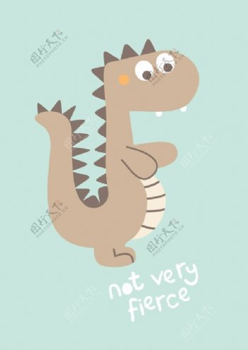 印花矢量图可爱卡通卡通动物恐龙英文免费素材
