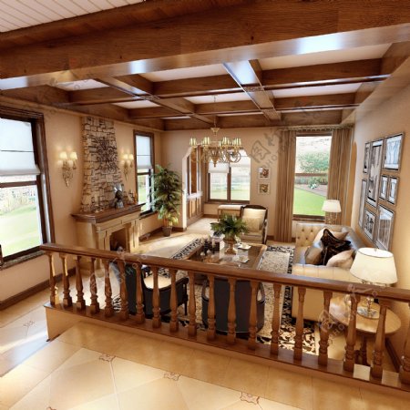 别墅客厅木质图片