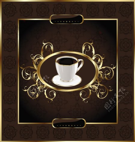 欧式花纹咖啡背景图片