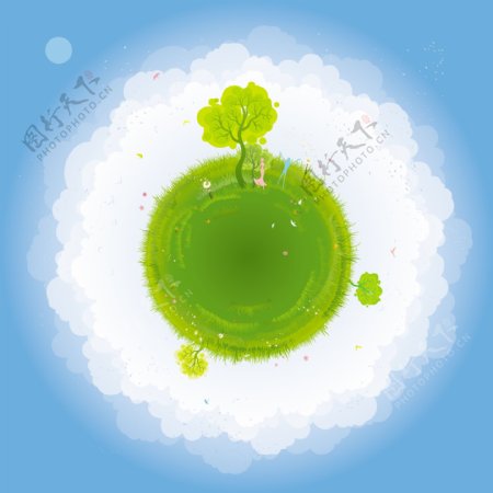 绿色的地球插画矢量素材图片