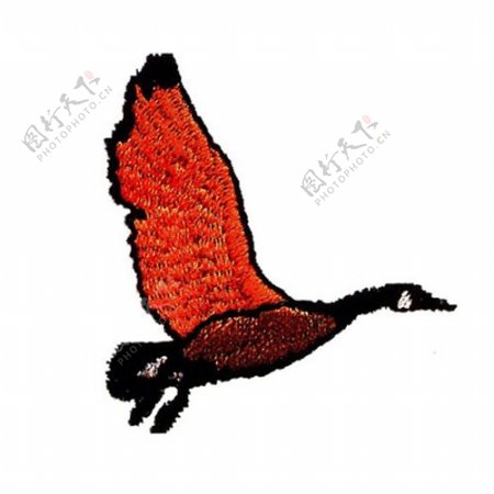 绣花动物鸟类色彩红色免费素材