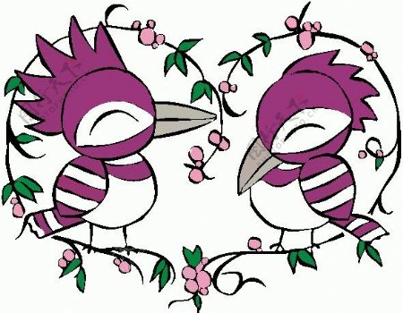 位图卡通动物鸟类草可爱卡通免费素材