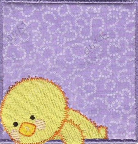 绣花卡通卡通动物贴布小鸡黄色紫色免费素材