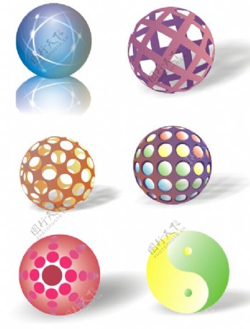 矢量水晶球镂空球太极球球体素材