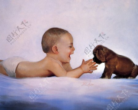 宝宝与狗狗图片