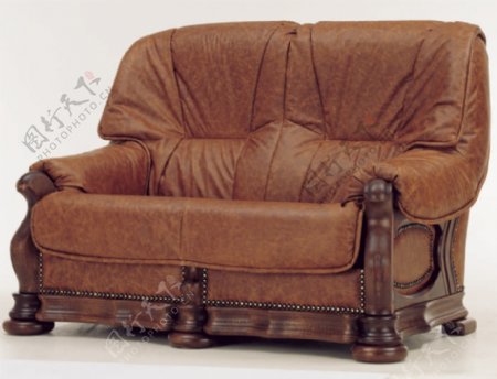 现代的棕色双座位沙发