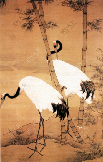 中国传世名画仙鹤