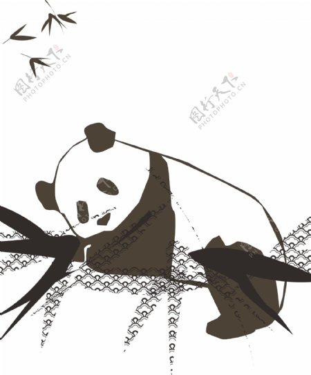 印花矢量图动物熊猫竹子色彩免费素材