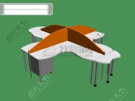 3D室内办公桌
