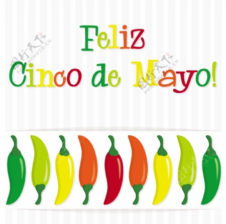 FelizCincodeMayo幸福5月第五辣椒卡矢量格式