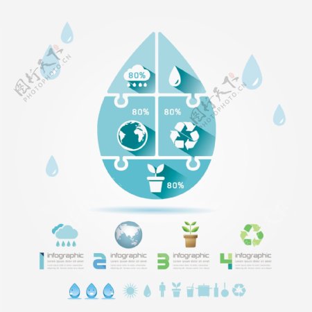 环保水滴可回收矢量图