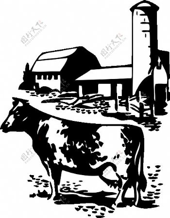 牛和谷仓剪贴画