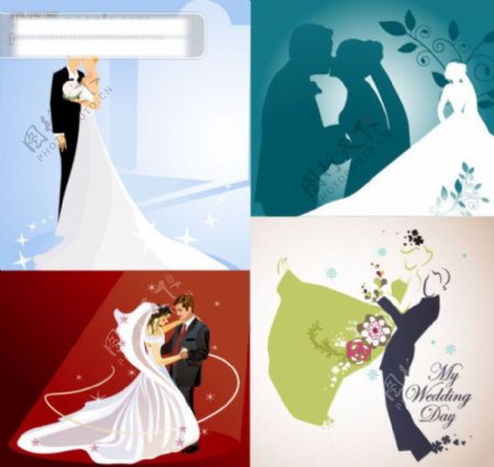 4款结婚婚礼主题插画
