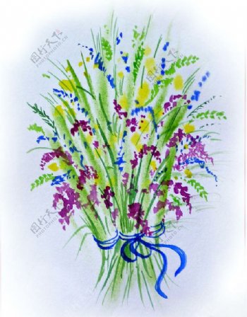 位图写意花卉艺术效果手绘免费素材