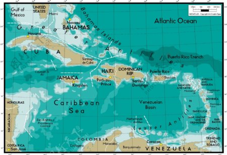 美丽的世界地图矢量素材的安的列斯群岛地图