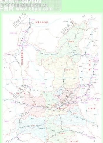 陕西省政区矢量地图