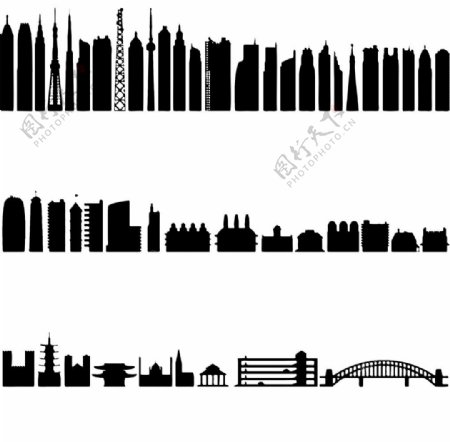 都市城市建筑剪影矢量素材