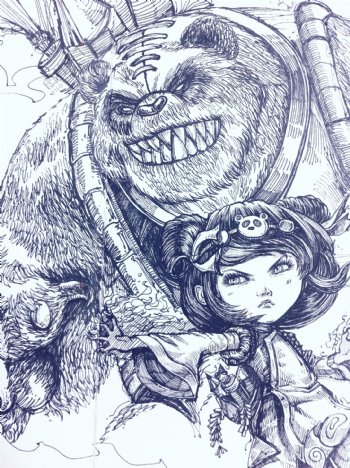 安妮和熊愤怒登场素描